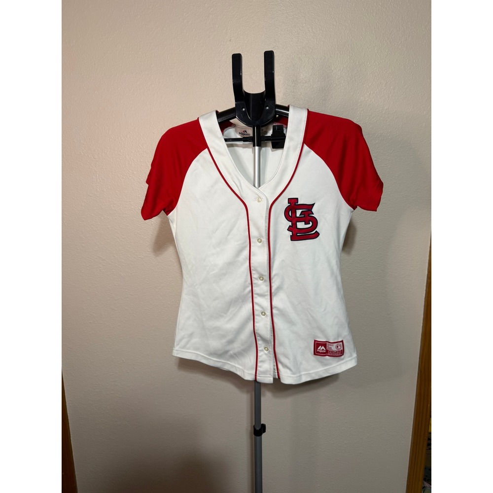 Majestic St Louis Cardinals Womens Baseball Jersey White‎ Red Size Medium MLB